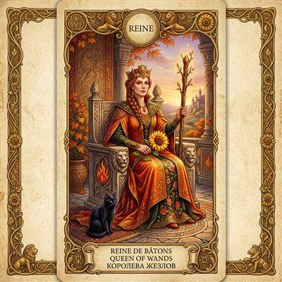 Reine de Bâtons — Tarot